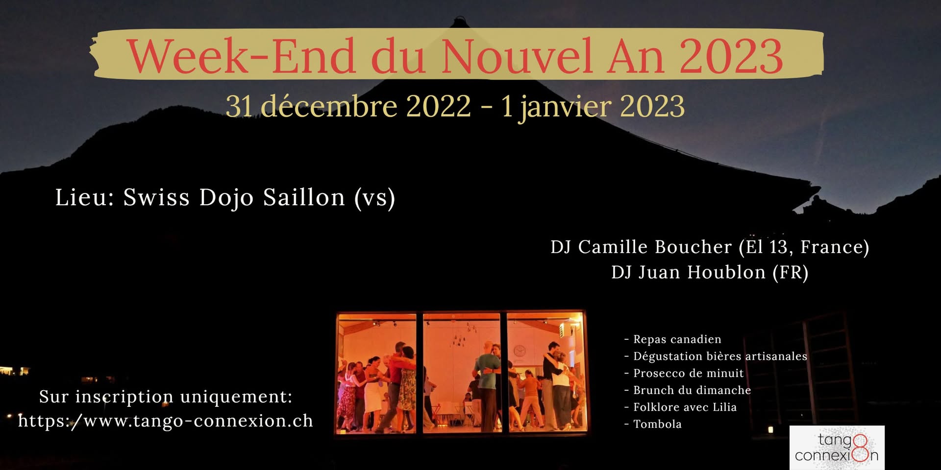 *** COMPLET SAMEDI *** Week-End tango du Nouvel An à Saillon (VS)