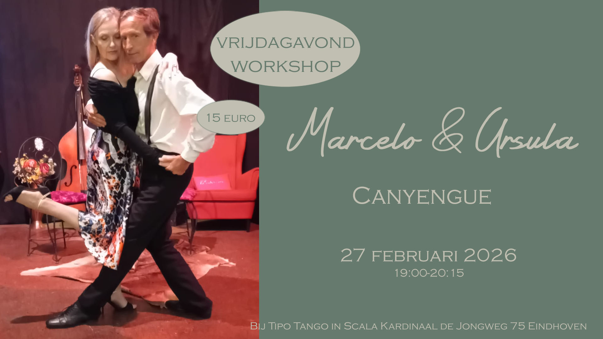 Vrijdagavond workshop tangostijl CANYENGUE met Marcelo en Ursula