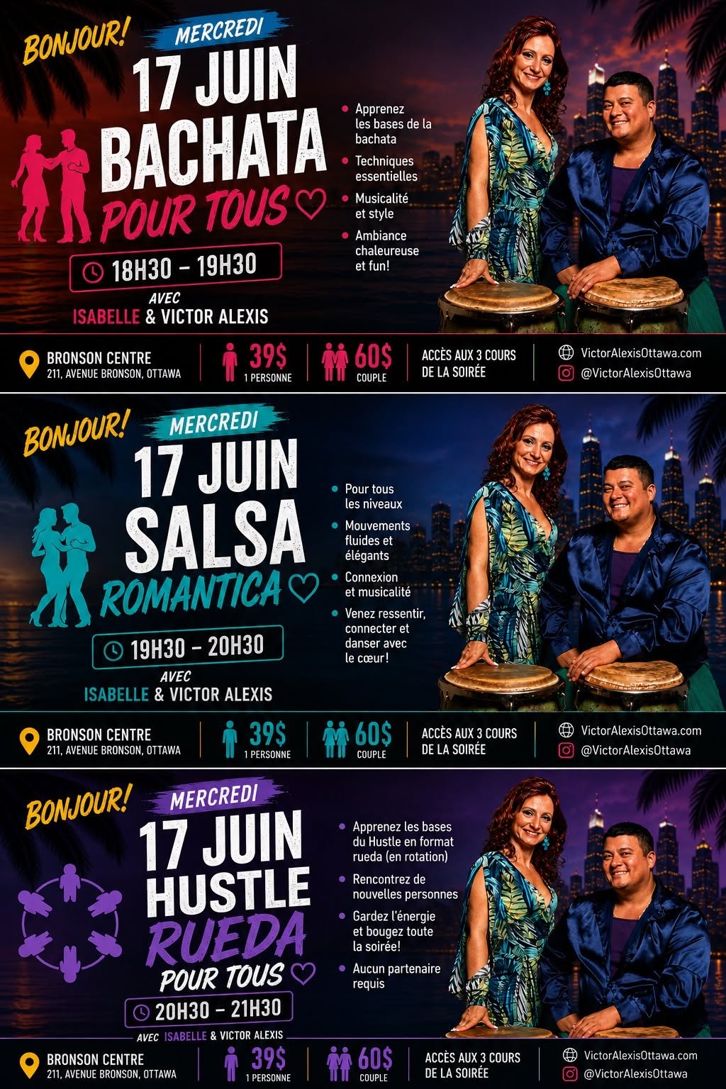 EXOTIC SUMMER WEEK 2 BACHATA + SALSA ROMANTICA ON1 ON2 + HUSTLE RUEDA