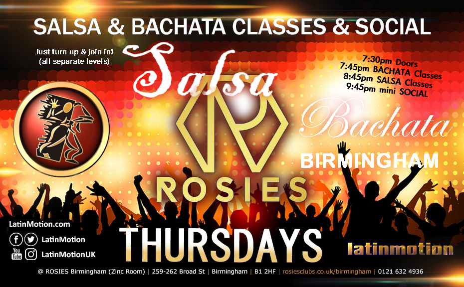 Thursdays SALSA & BACHATA Classes & Social Broad St, Birmingham
