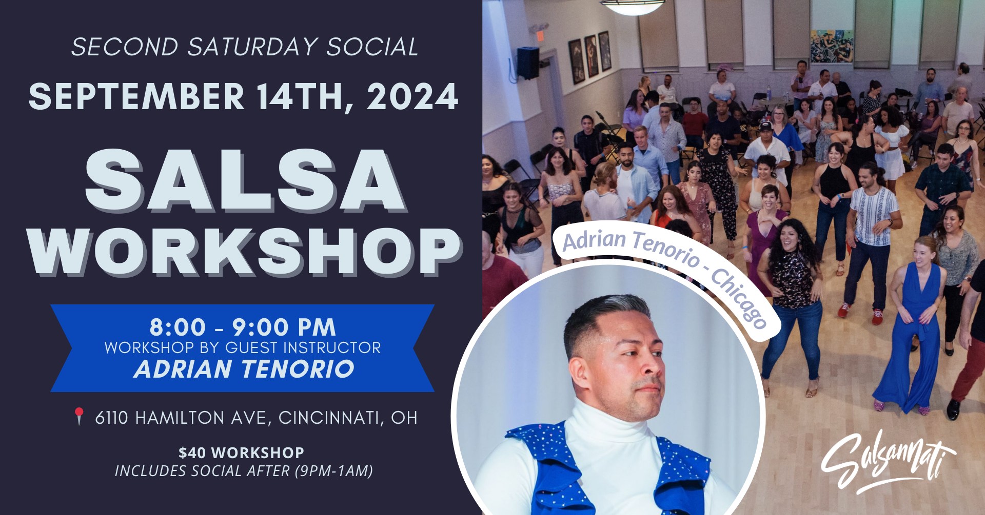 Salsa Workshop Sept 14th Guest Instructor Adrian Tenorio!