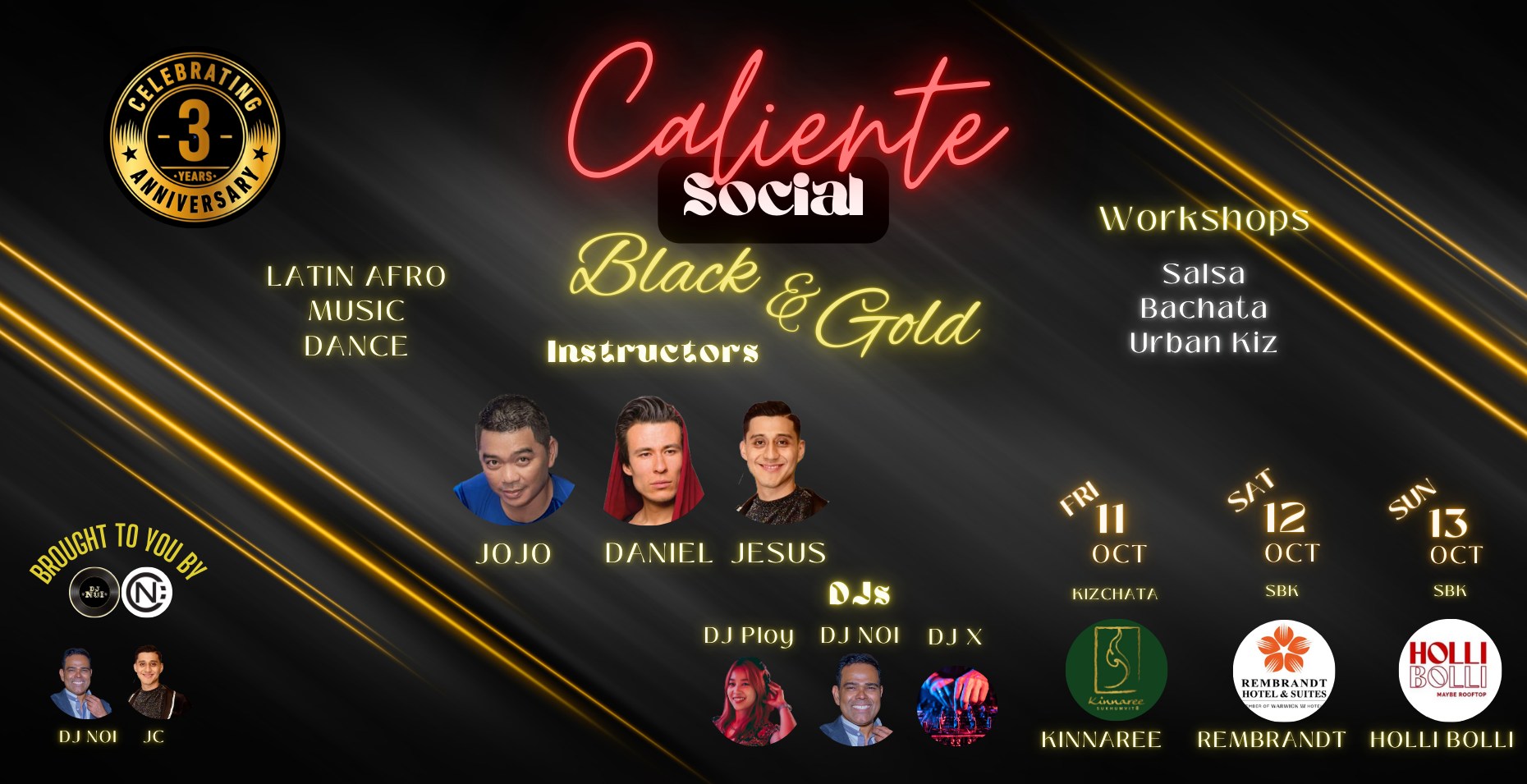 Caliente Social-Black & Gold 3rd Anniversary