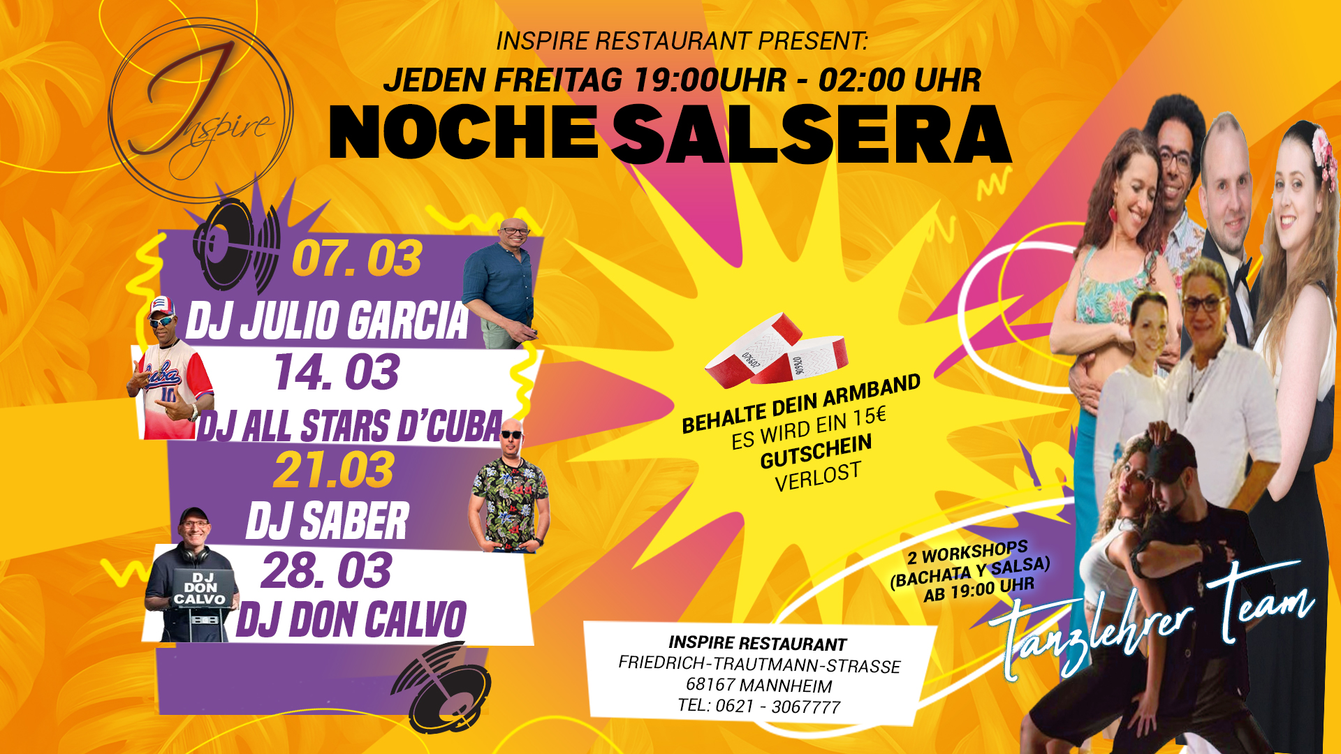 07 03 NOCHE SALSERA @INSPIRE MANNHEIM 2x WORKSHOP: SALSA & BACHATA