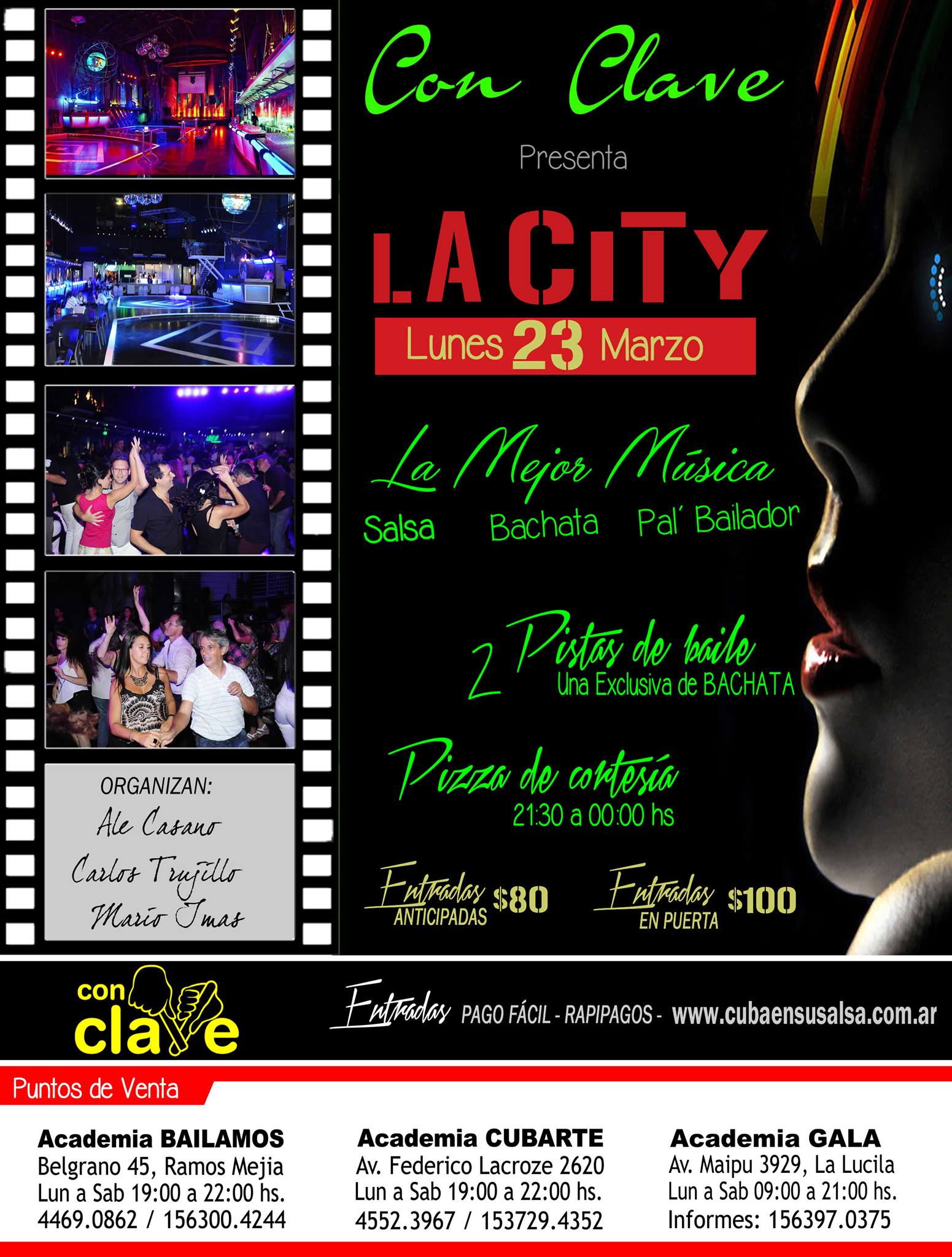 Evento "Con Clave" en LA CITY, Lunes 23 (pre-feriado)