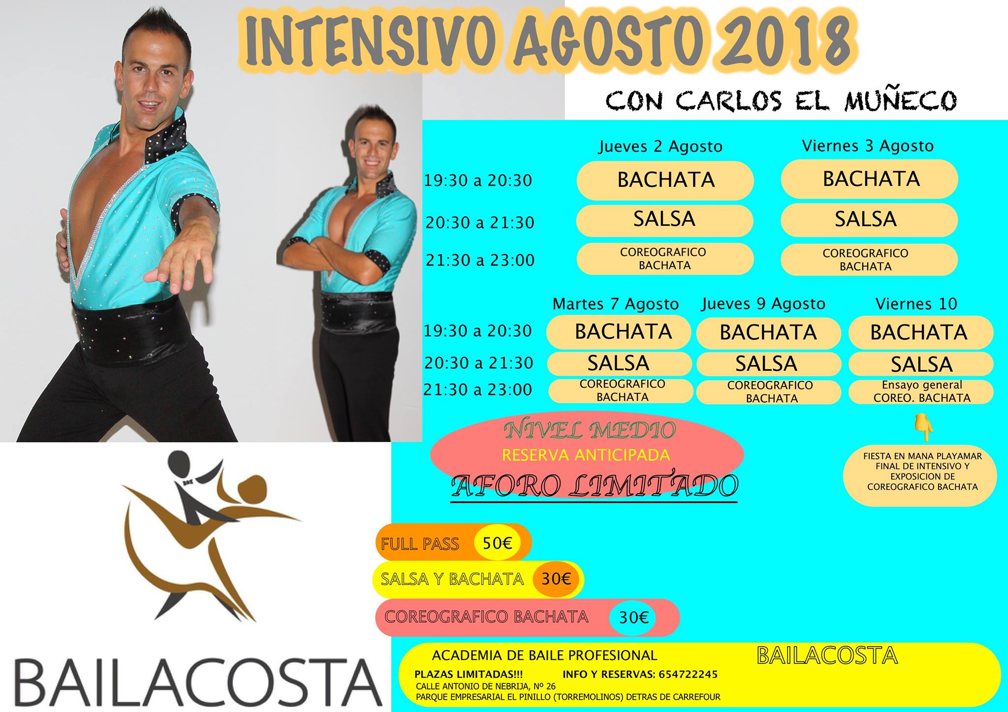 Intensivo Salsa, Bachata y Coreografico Bachata "Agosto".