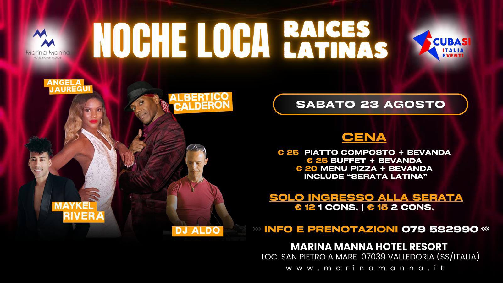 Sab. 23ago25 "Raíces Cubanas" con Albertico Calderón y "El Kike". I Maestri Angela e Maykel. DJ Aldo
