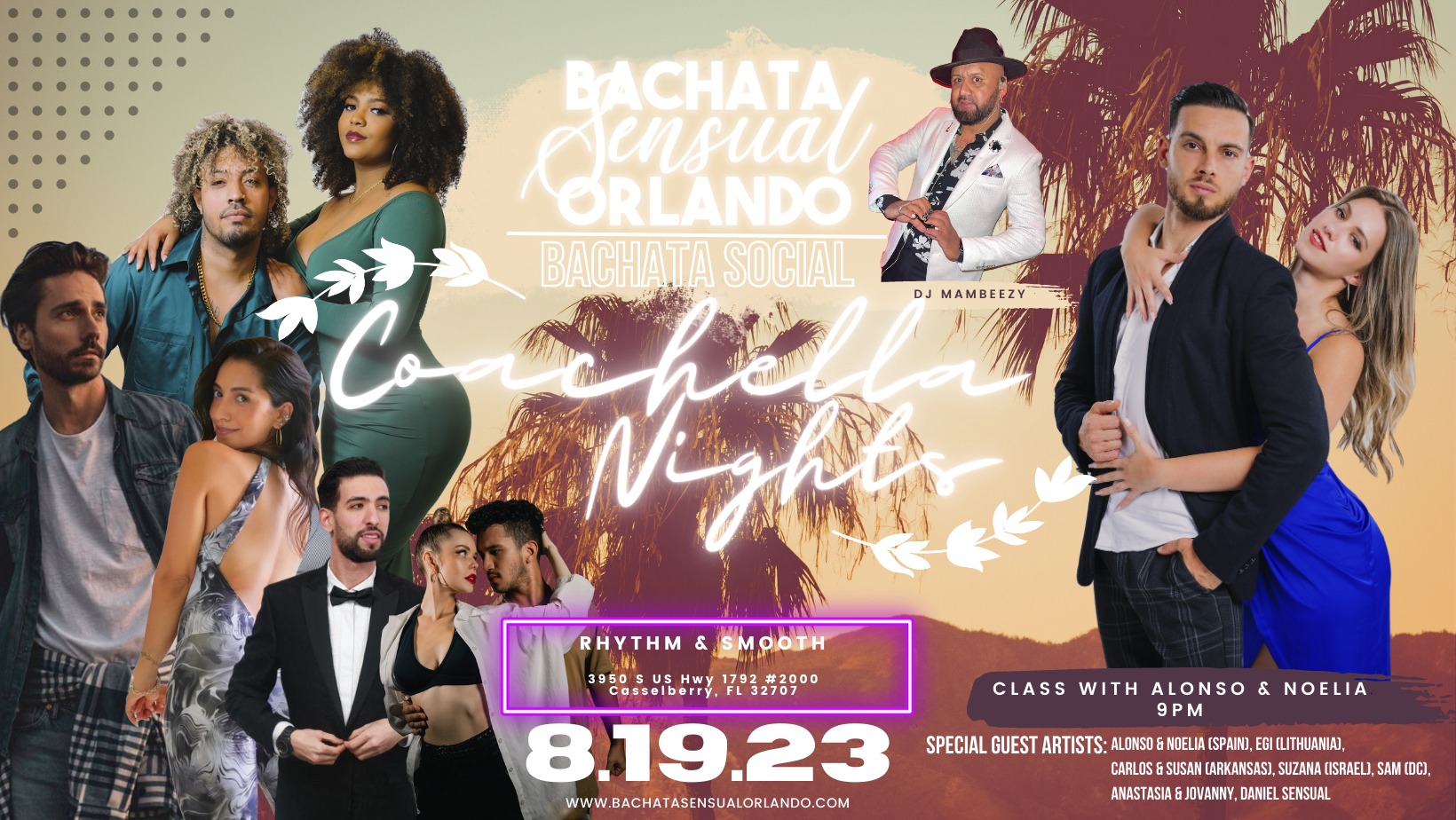 Saturday Bachata Social with International Guest Instructors - Coachella Nights
