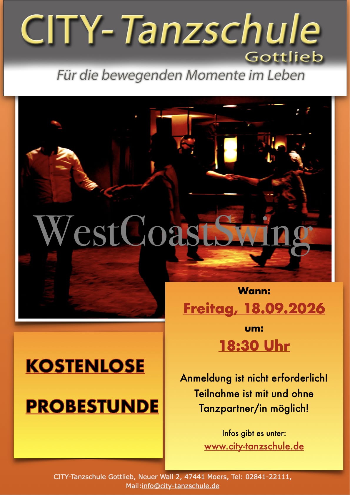 West Coast Swing - kostenlose Probestunde für Anfänger