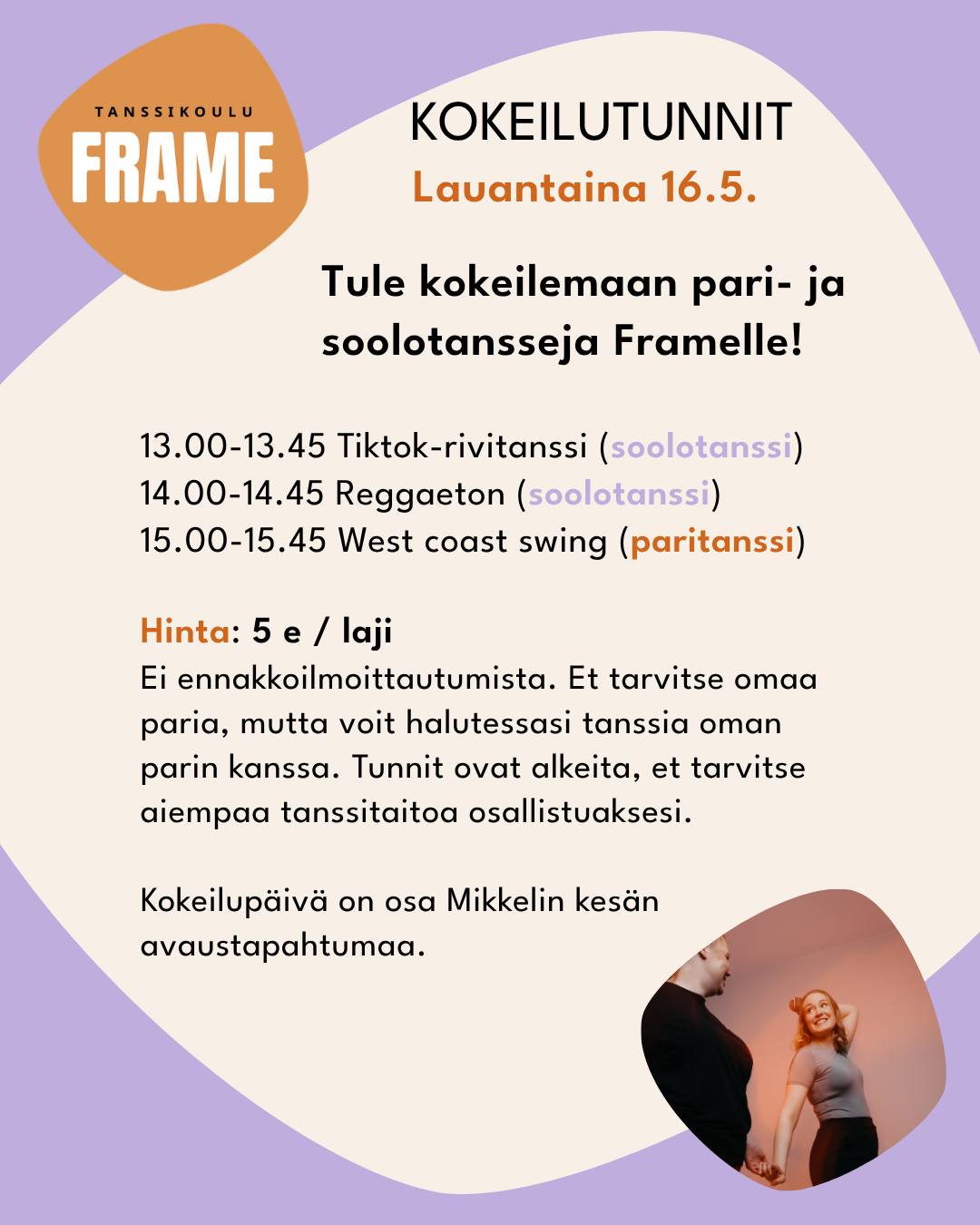 Framen kokeilupäivä 16.5.2026 @Mikkelin Kesän avaus