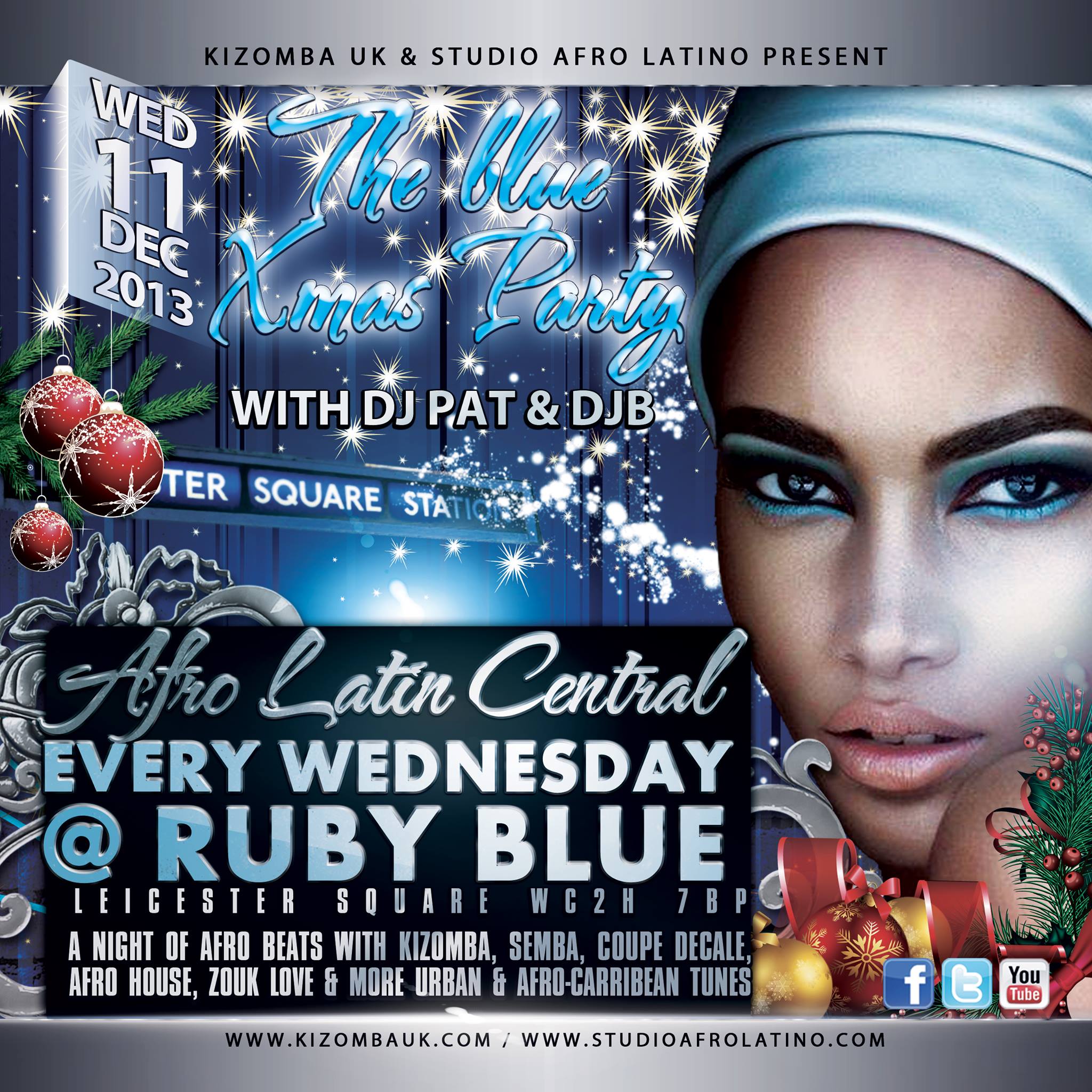 CANCELLED - Afro Latin Central, every Wednesday @ Ruby Blue, Leicester Sq. WED 11 DECEMBER: THE (VERY) BLUE XMAS PARTY - With Special Gues