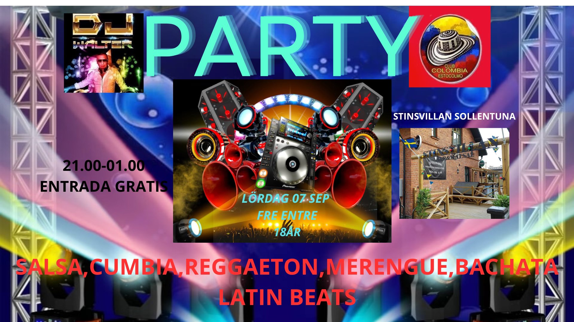 FIESTA LATINA ---STINSVILLAN SOLLENTUNA-- lördag 7 SEP ENTRADA GRATIS