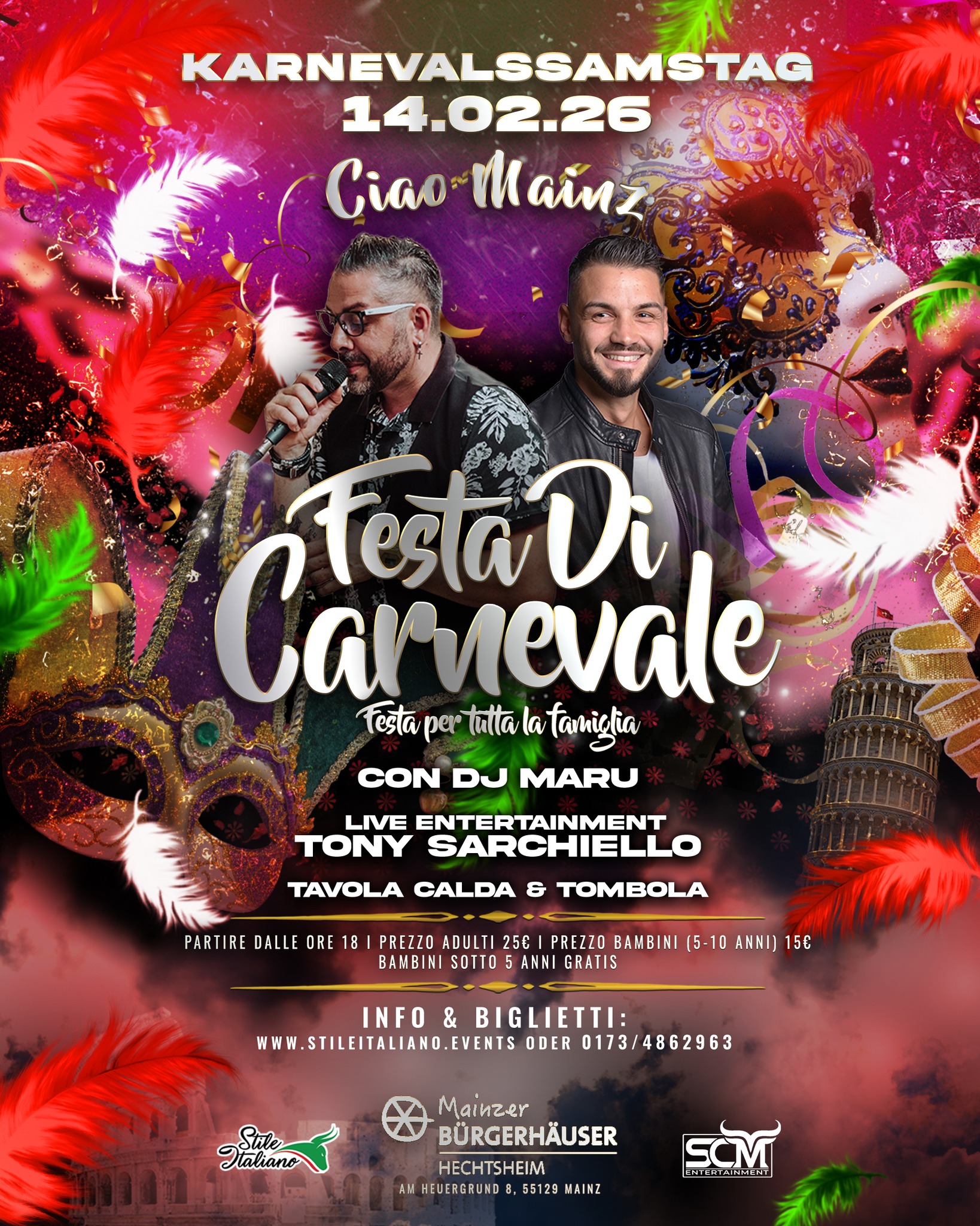Carnevale Italiano 14.02. MAINZ • Festa per tutta la Famiglia