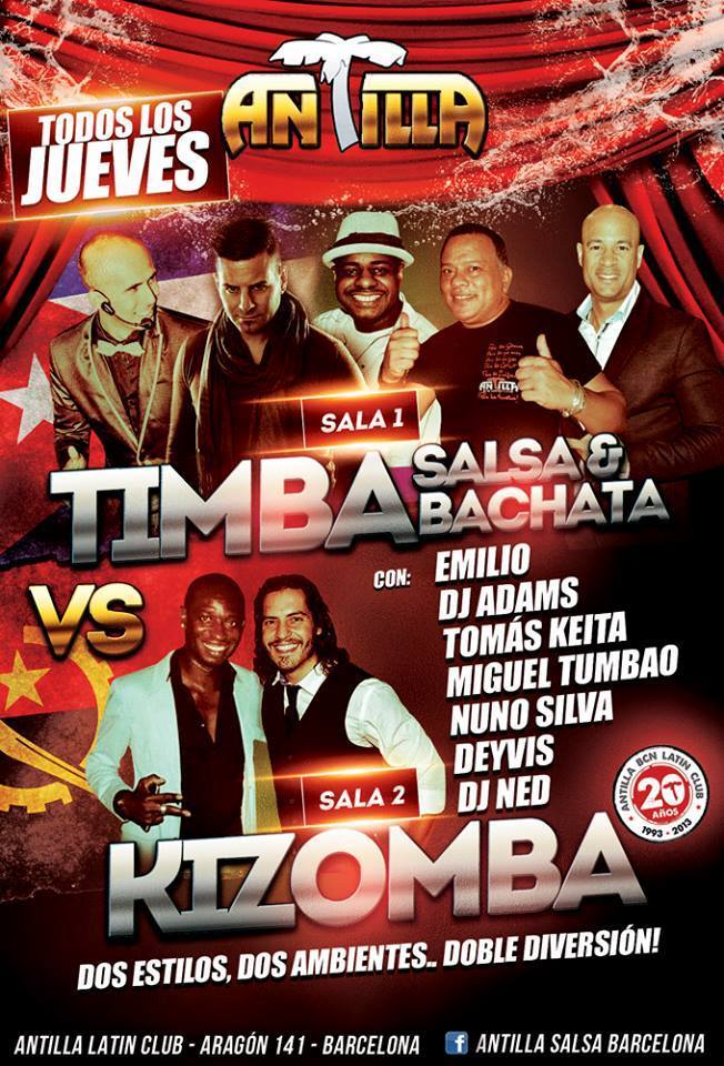 JUEVES, Clases de KIZOMBA y Fiesta, con NUNO & SARAI en ANTILLA BCN!!