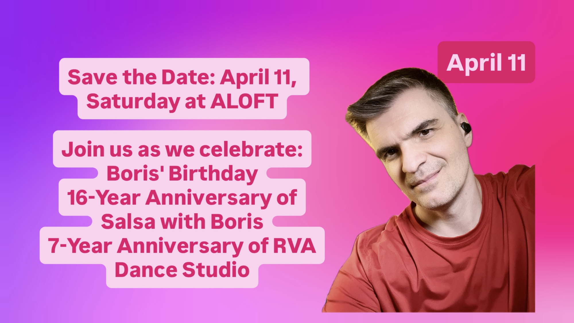 Boris' Bday Bash and his Dance company & Studio anniversary celebration at ALOFT Richmond