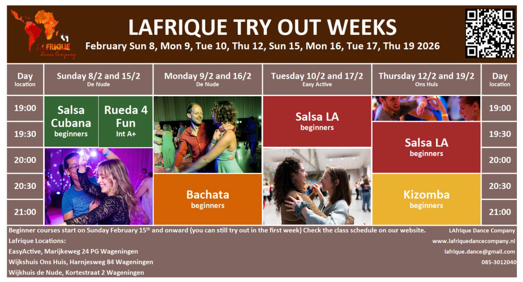 Free Salsa, Bachata, Kizomba & Rueda try out classes! Wageningen