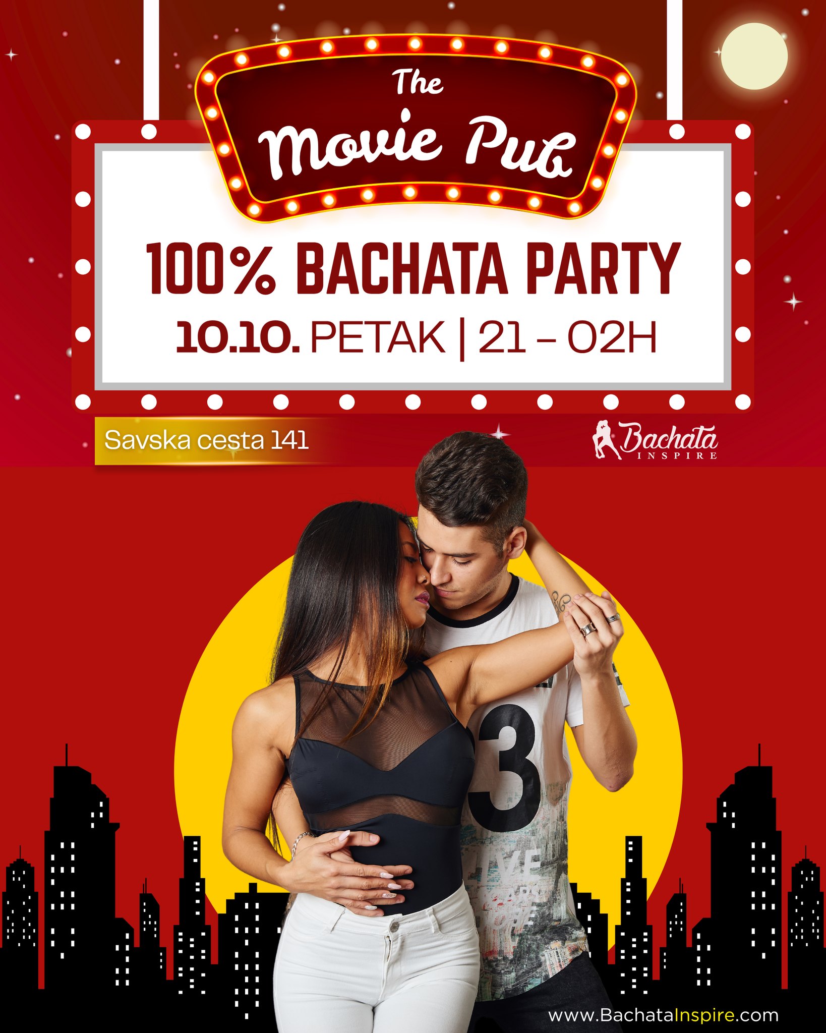 💯 Bachata Party @ The Movie Pub 📅 10.10. Petak 💜Besplatna Bachata Radionica