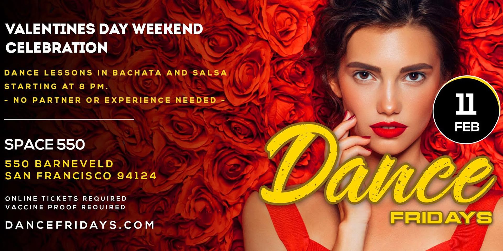 TONIGHT - Dance Fridays Valentines - Live Salsa w JULIO BRAVO, Bachata, Lesson