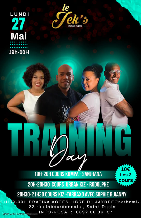 TOUS LES LUNDI TRAINING DAY KOMPA-ZOUK URBANKIZ KIZ INFLUENCE TARRAXO COURS + SOIRÉE ✨️