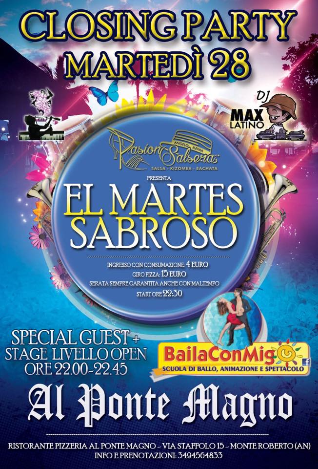 El Martes Sabroso - 28 Agosto - CLOSING PARTY