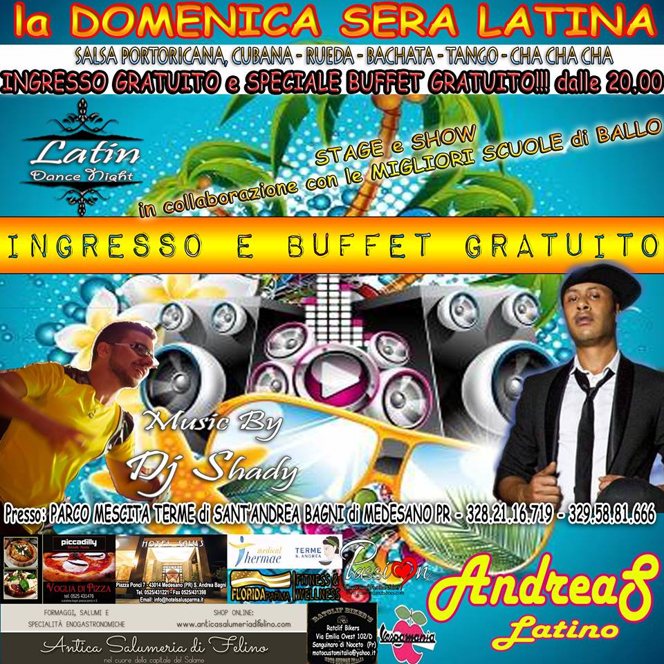 La Domenica Sera Latina al Parco Mescita TOP! ingresso Gratuito!