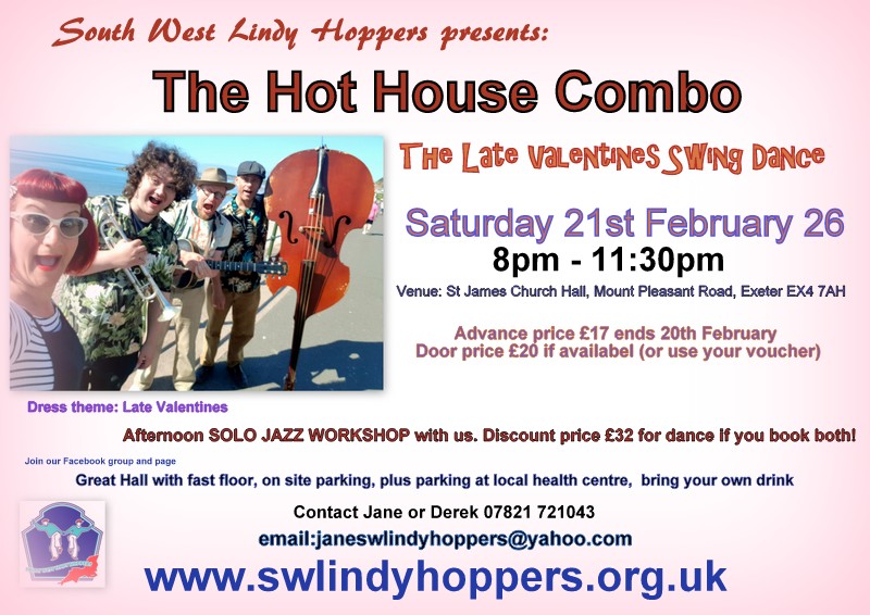 The Late Valentines Swing Dance with the HOT HOUSE COMBO