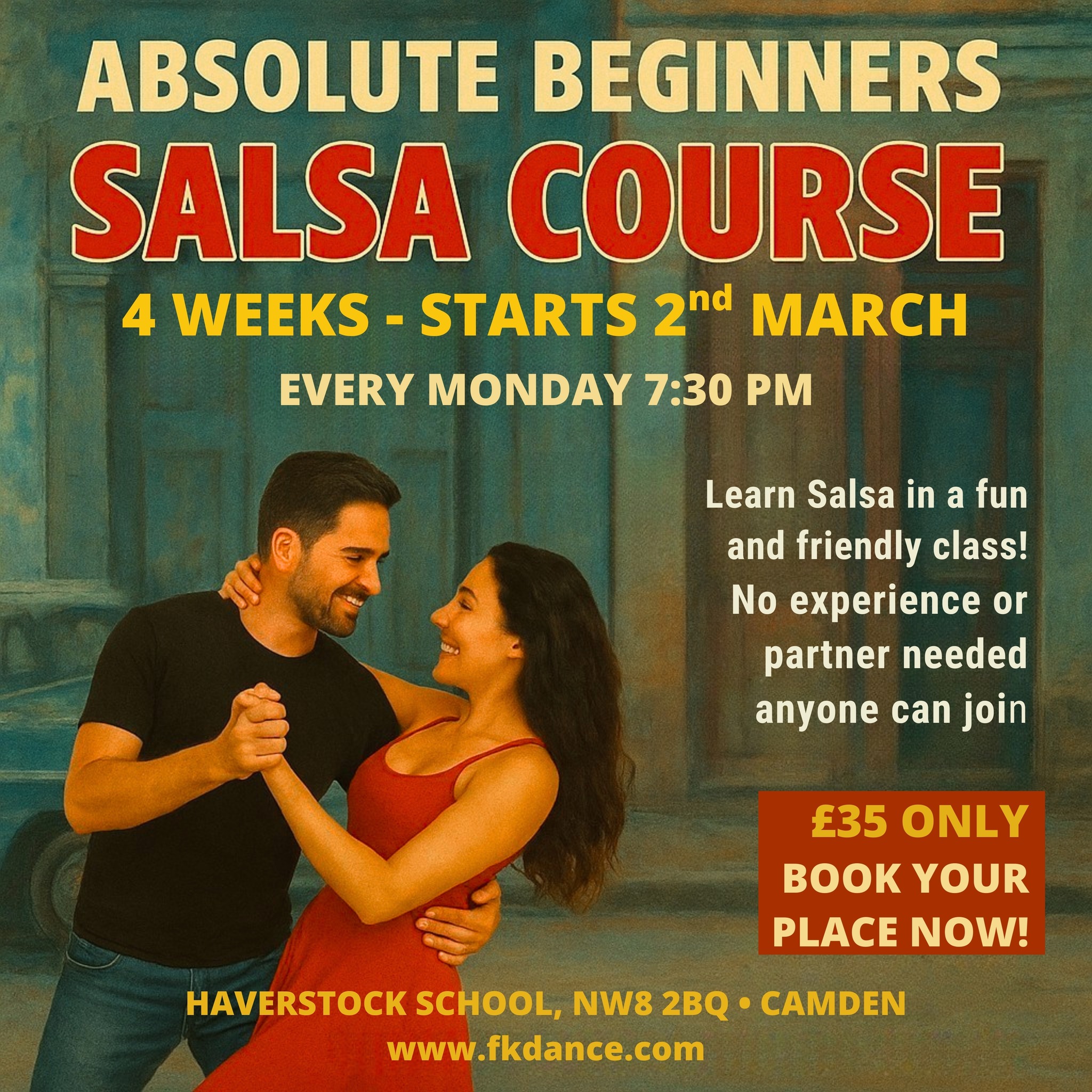 Cuban Salsa courses (March) Levels 1, 2, 3 & 4 - Camden - Haverstock School