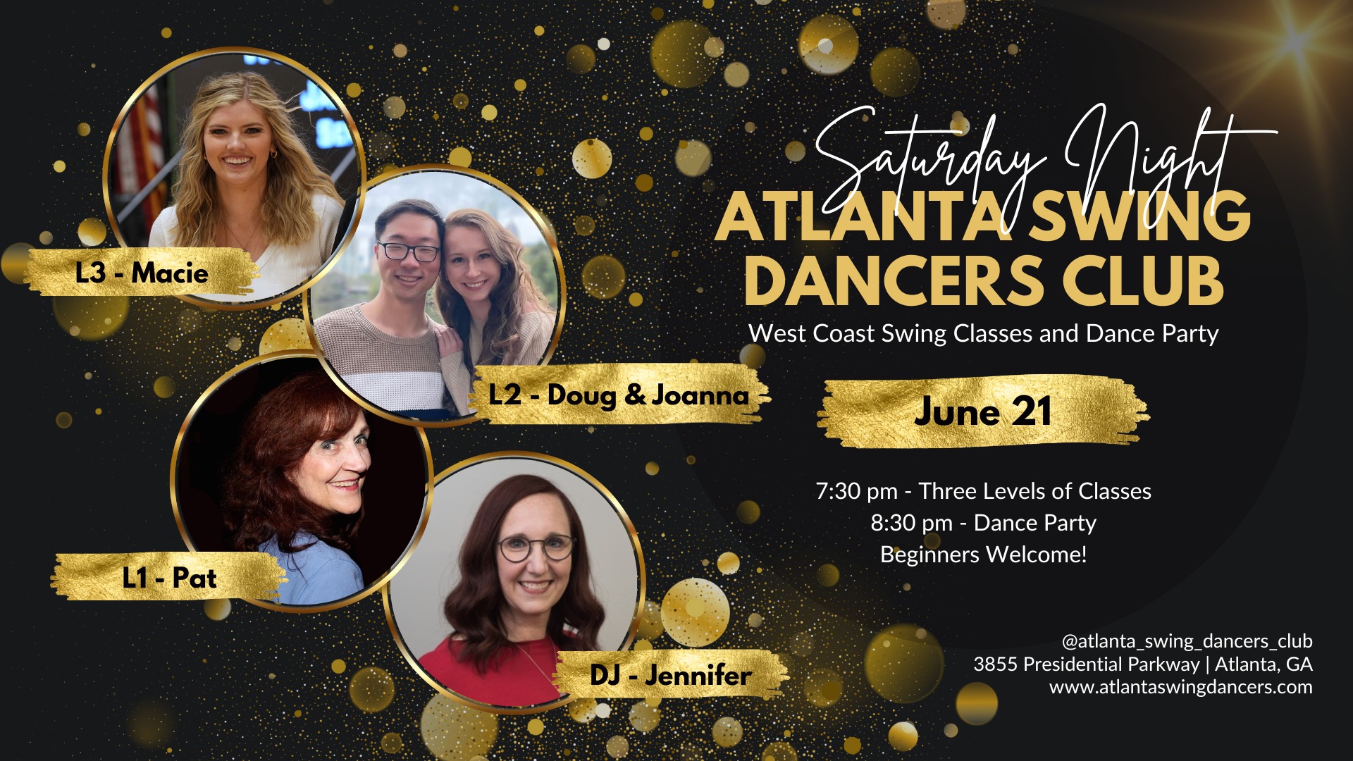 ASDC West Coast Swing Classes and Dance Party Saturday June 21