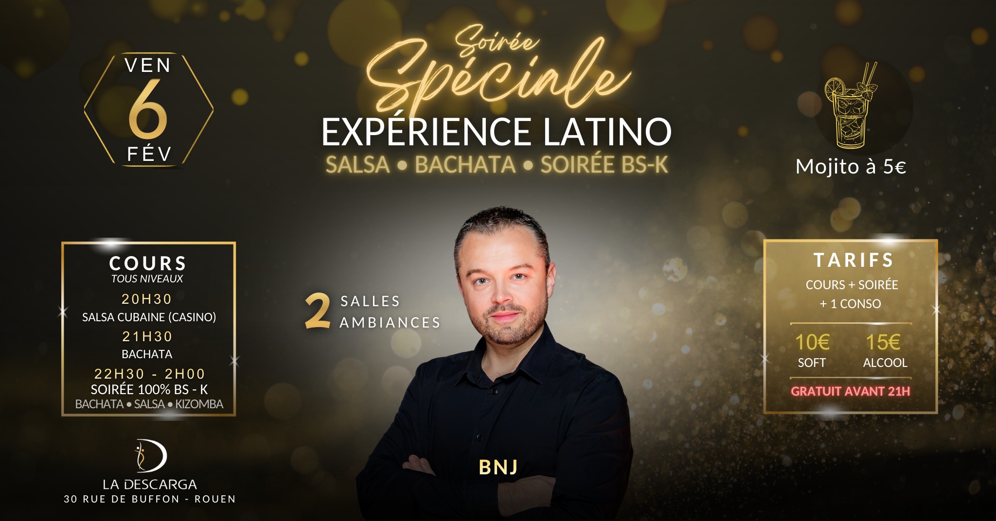 Soirรฉe Spรฉciale Expรฉrience Latino - 1 salle Bachata Salsa & 1 salle Kizomba (BSK)