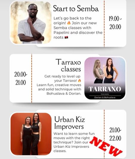 Thursdays @Kiz Energy: Semba, Tarraxo, Urban Kiz Improvers