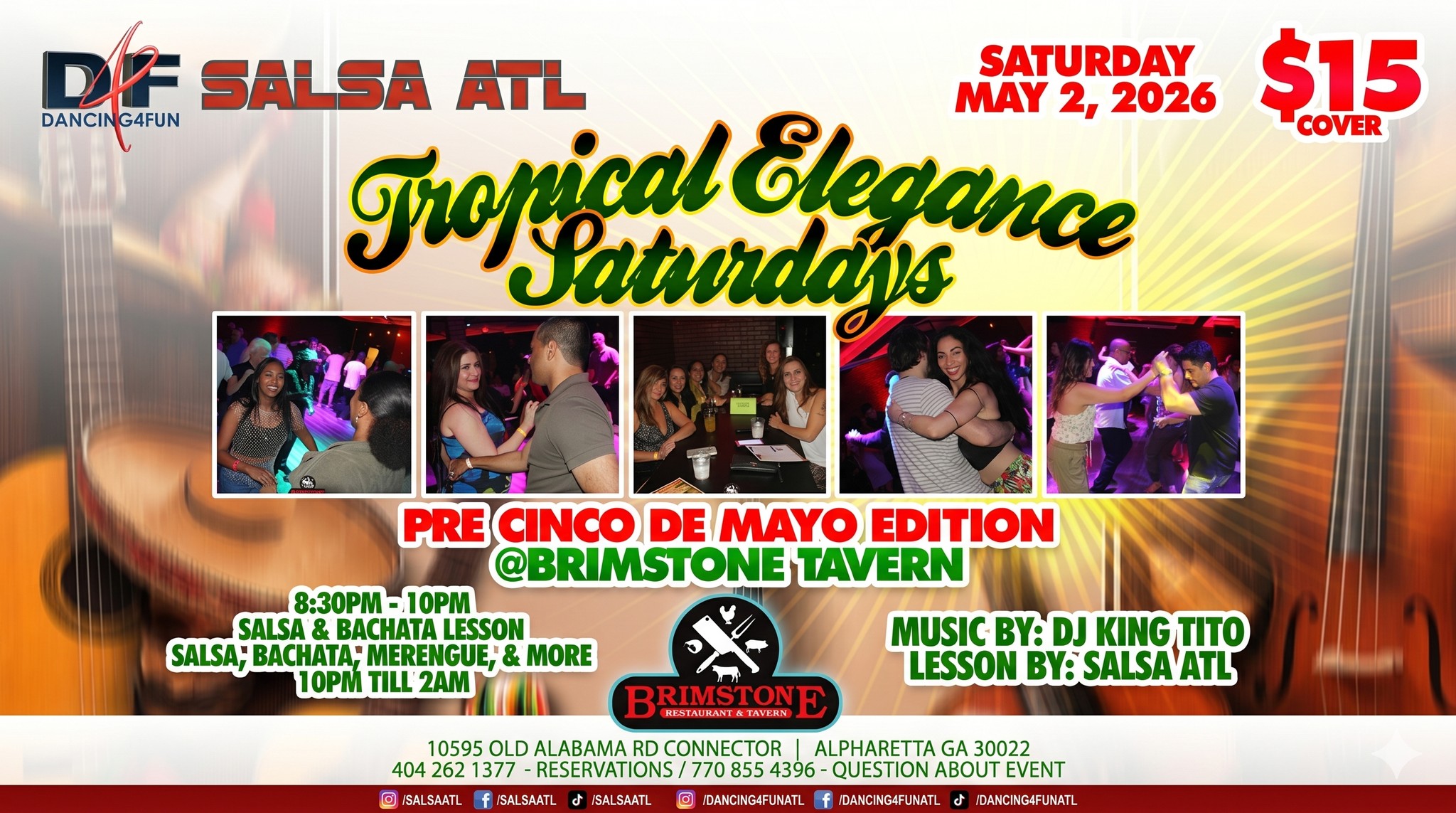 Saturday Latin Night Tropical Elegance Pre Cinco De Mayo @ Brimstone Tavern