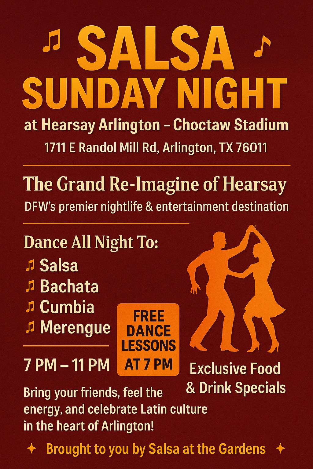 Salsa Sunday Night at Hearsay Arlington