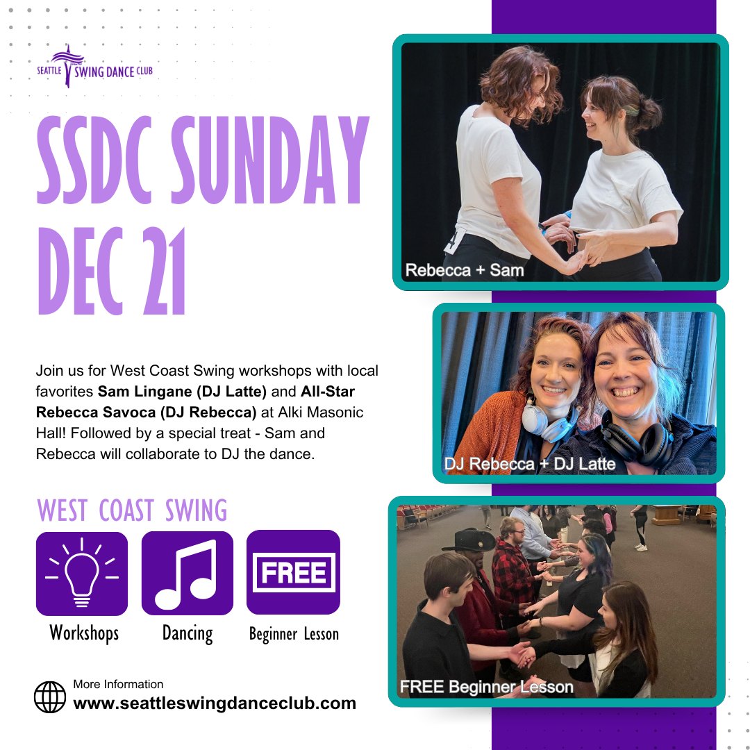 Seattle West Coast Swing Workshops and Social Dance with All-Star Rebecca Savoca and Sam Lingane