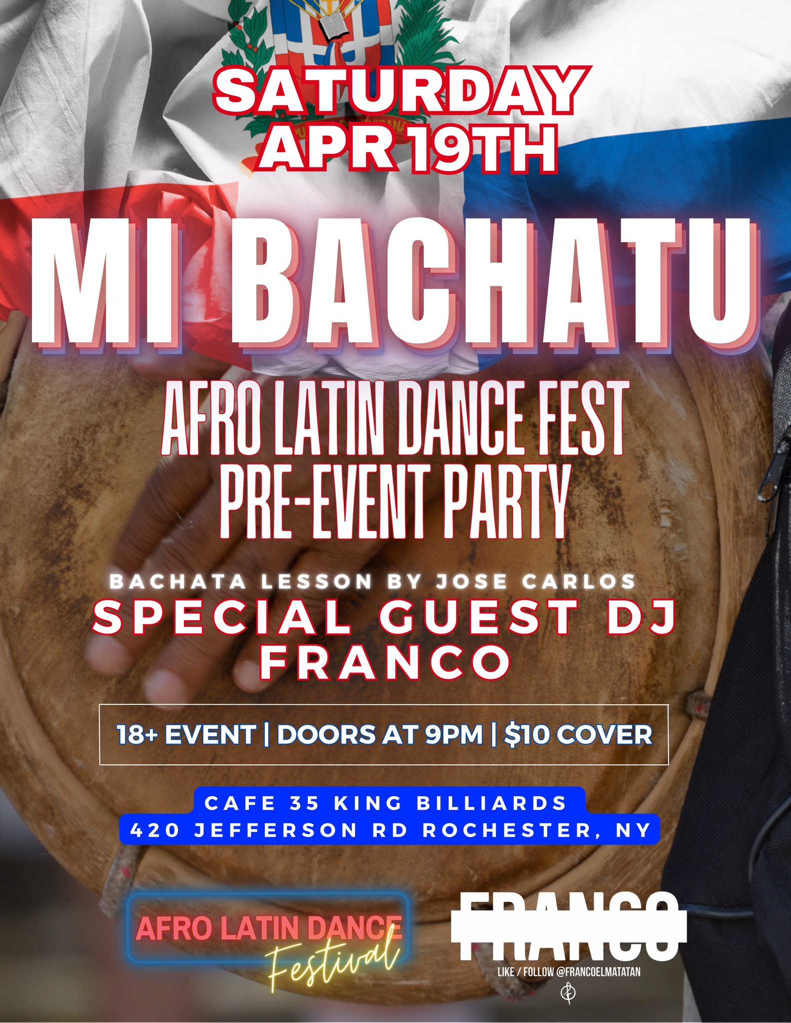 Mi Bachatu Social ALDF KICK OFF EVENT Special Guest DJ Franco Sat April 19th Pabony Prod.