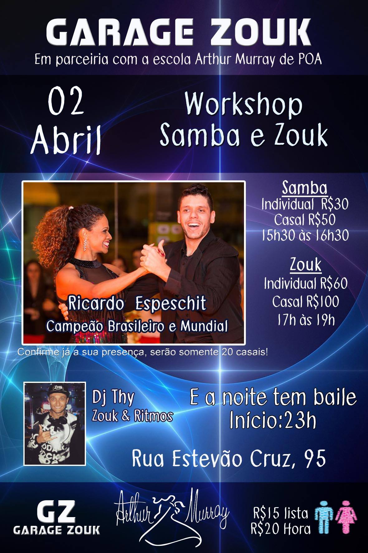 WorkShop de Zouk, Samba de Gafieira e Baile