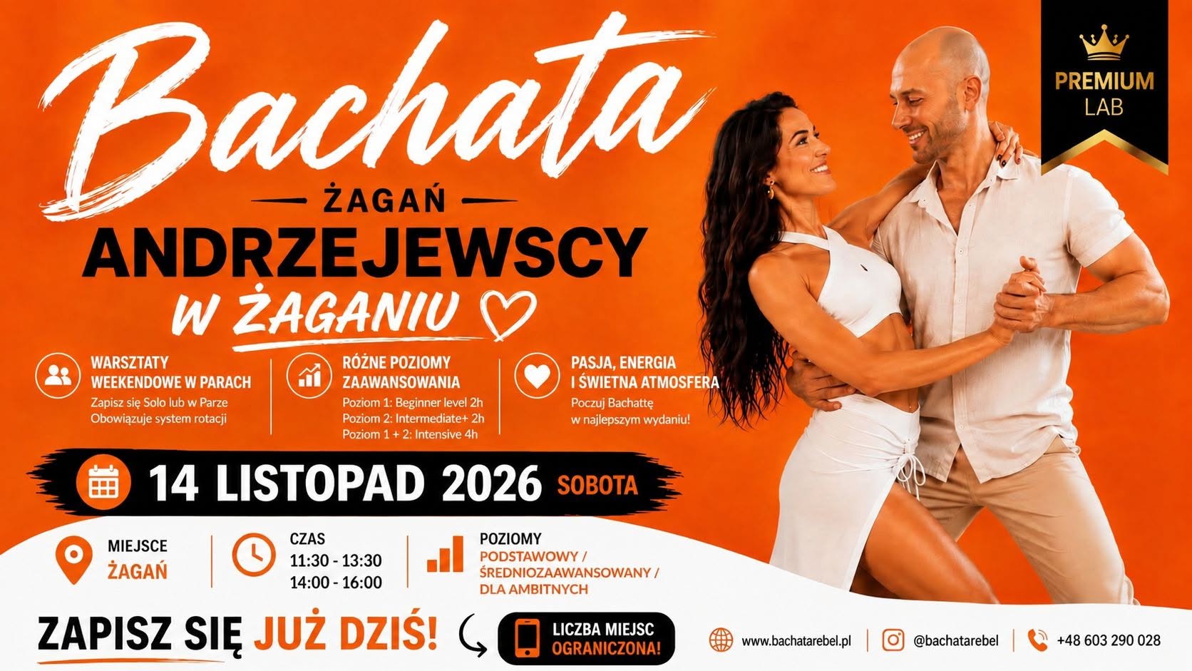 ANDRZEJEWSCY w Żaganiu: Bachata w parach PREMIUM LAB