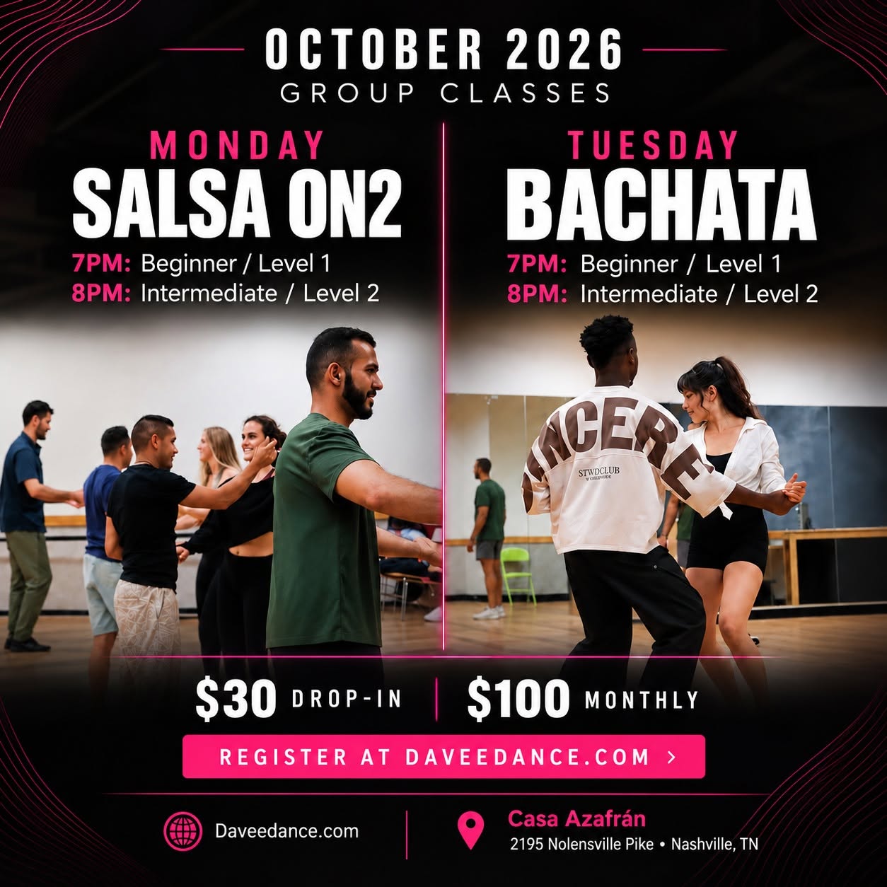 Monday Salsa Tuesday Bachata
