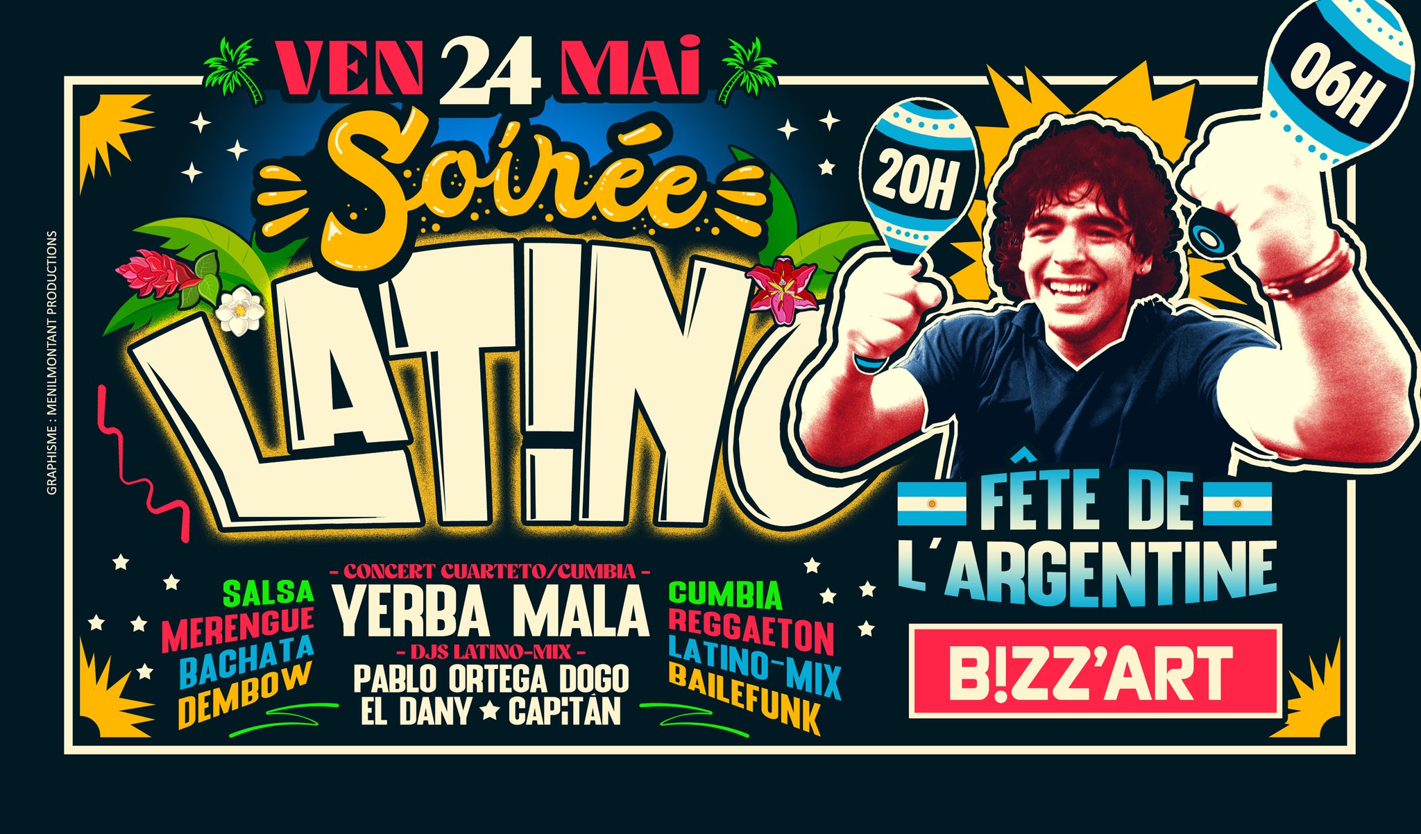 SOiRÉE LATiNO au BiZZ'ART (75010 Canal StMartin) spécial Fête Argentine 🇦🇷 CONCERT + DJS (20h-06h)