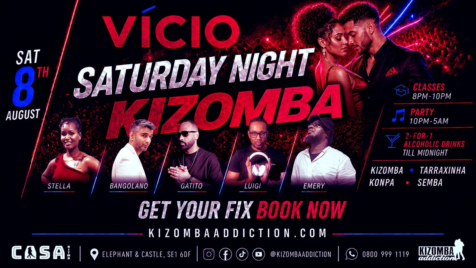 VÍCIO: Saturday Kizomba Classes & Party in London Until 5AM 8 Aug
