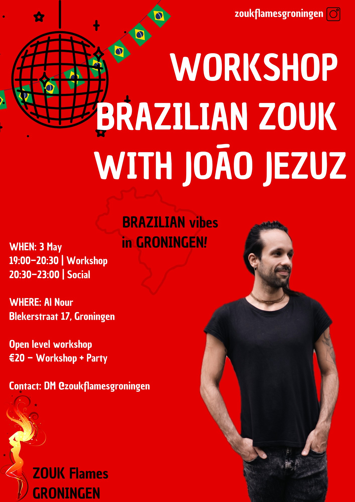 3 mei Brazilian Zouk Workshop with João Jezuz