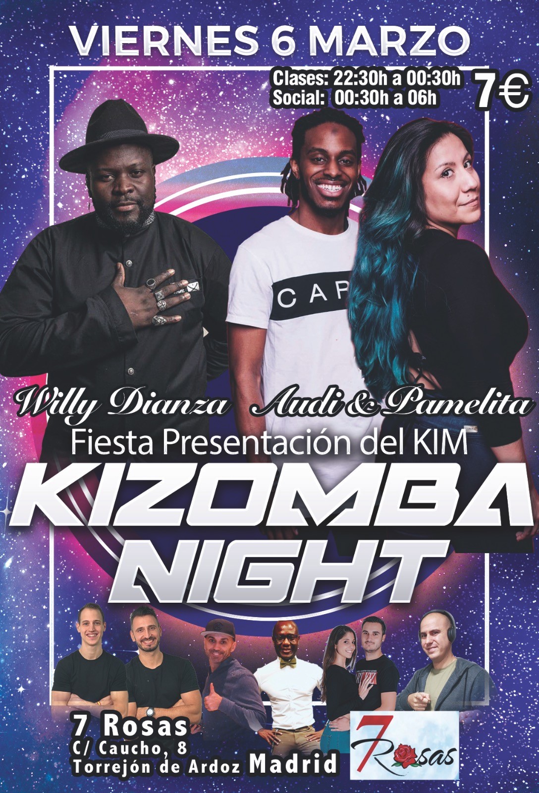 Kizomba Night con Willy Dianza y Audi y Pamelita en 7 Rosas