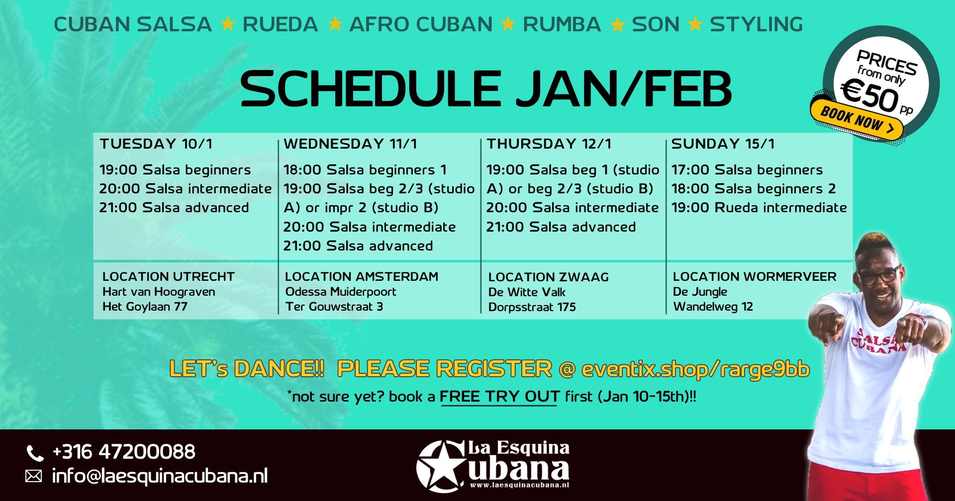 FREE SALSA TRY OUTS GRATIS SALSA PROEFLESSEN La Esquina Cubana Wormerveer