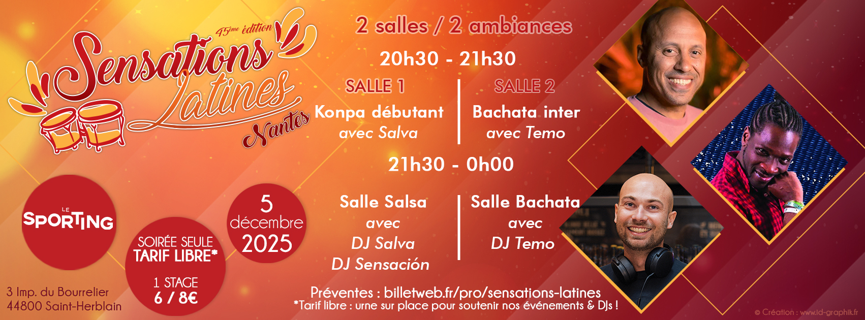 🕺💃 Sensations Latines #45 - 2 Sallles Salsa & Bachata au Sporting Nantes !