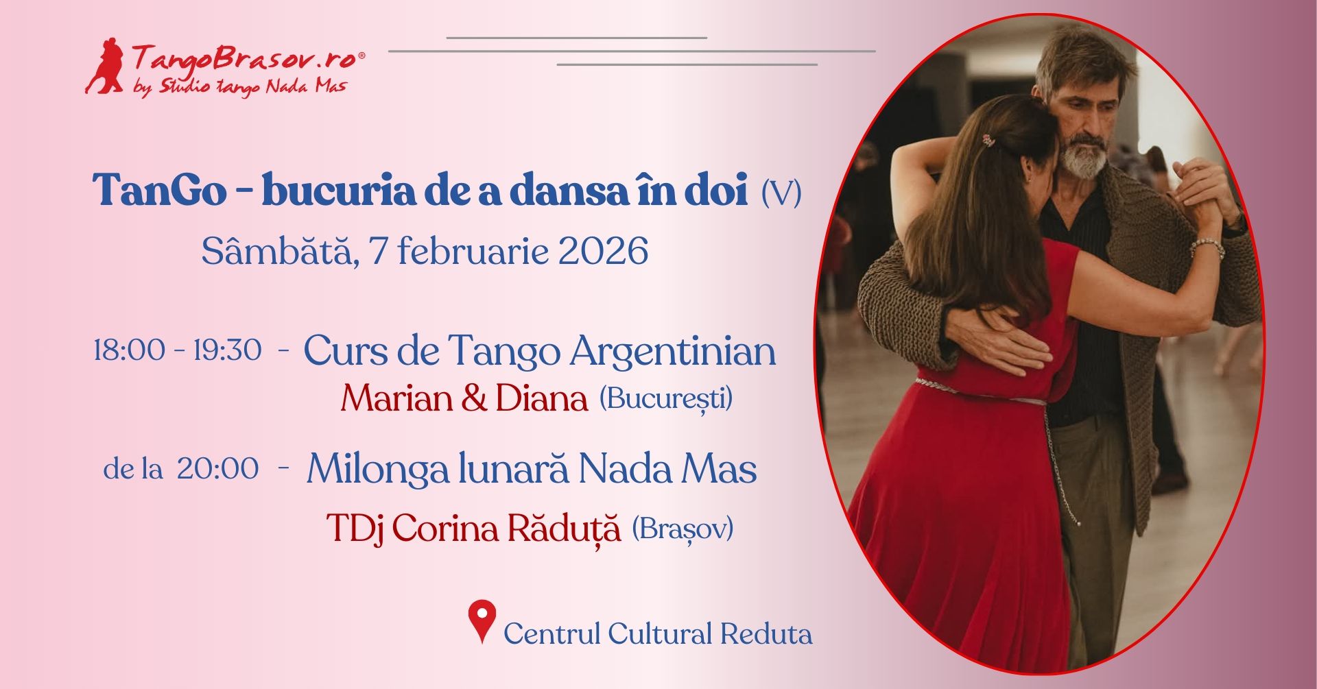 Tango Brașov® 7 februarie Curs cu Marian & Diana Milonga Nada Mas @ Reduta