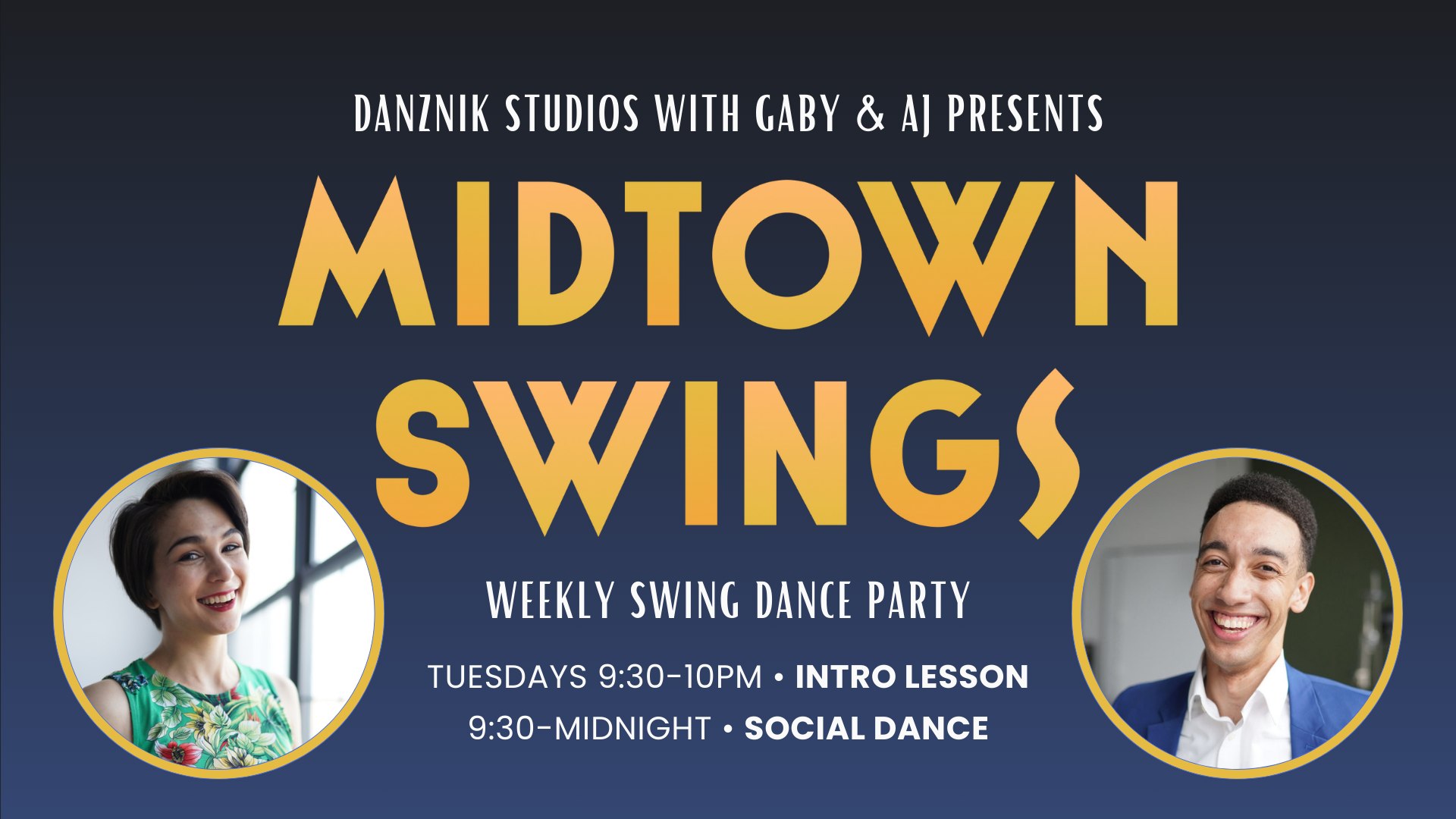 Midtown Swings • Weekly Lindy Hop Social • Gaby & AJ