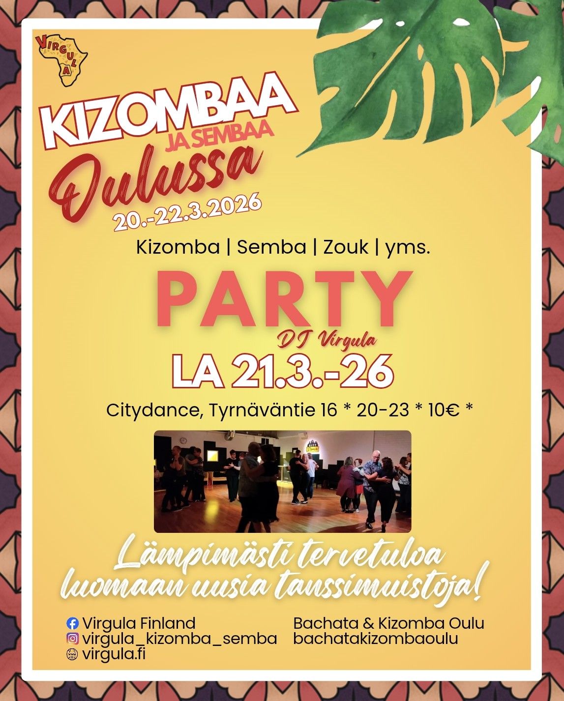 Kizomba & semba -bileet Oulussa 21.3.2026