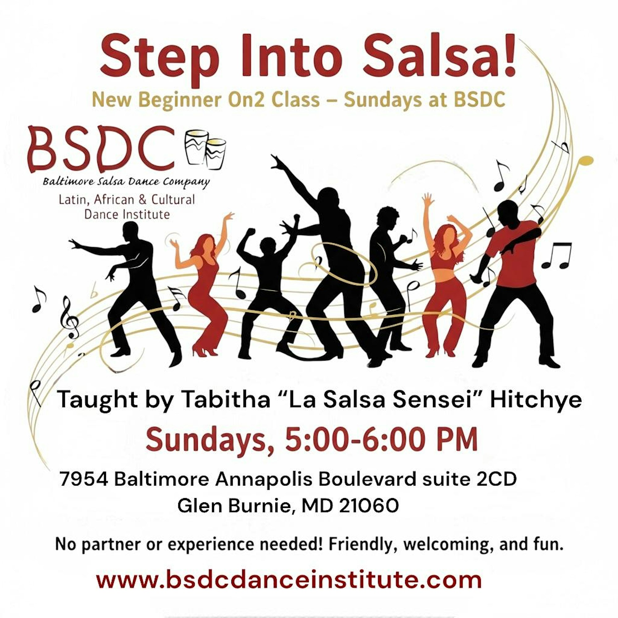 Step Into Salsa! New Beginner On2 Class Sundays at BSDC