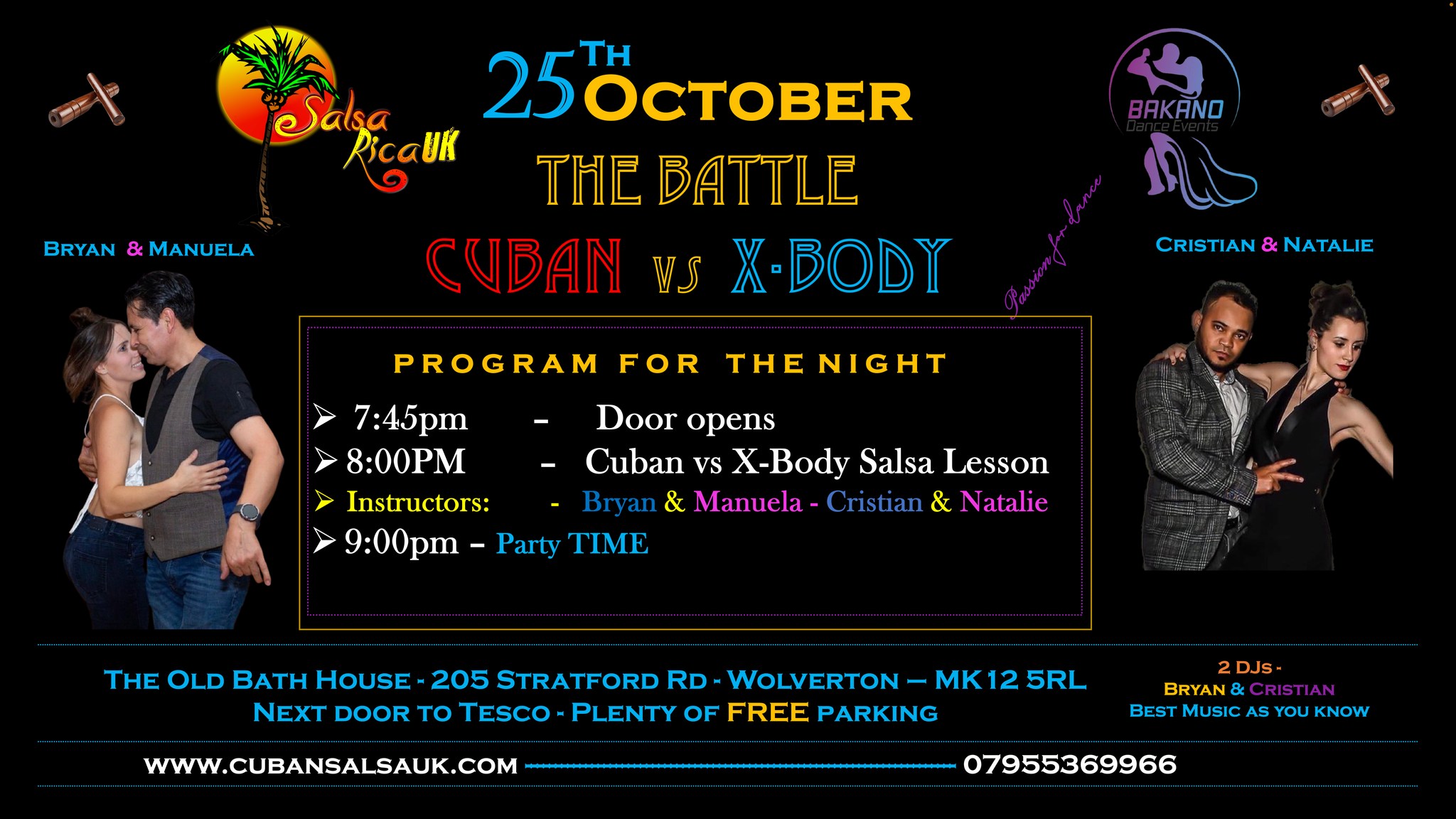 Rica & Bakana "Battle of Rhythms "Cuban vs X-Body- Sat 25th October 2025
