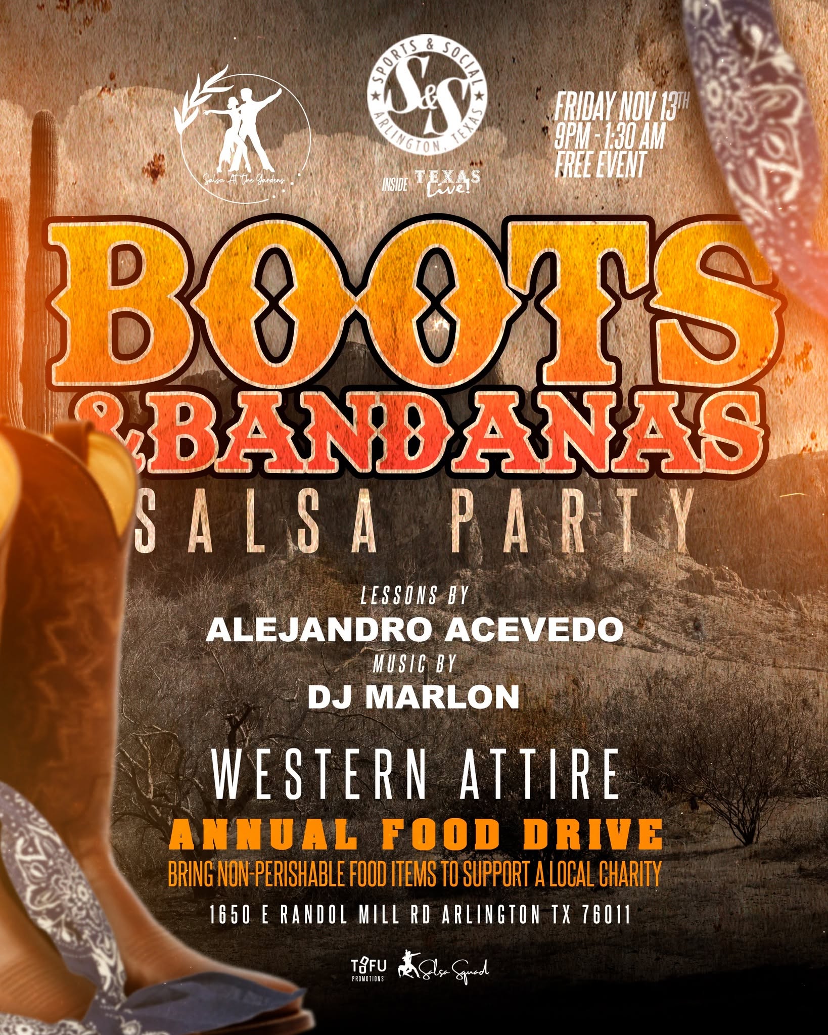 Boots & Bandanas Salsa Party @ Texas Live