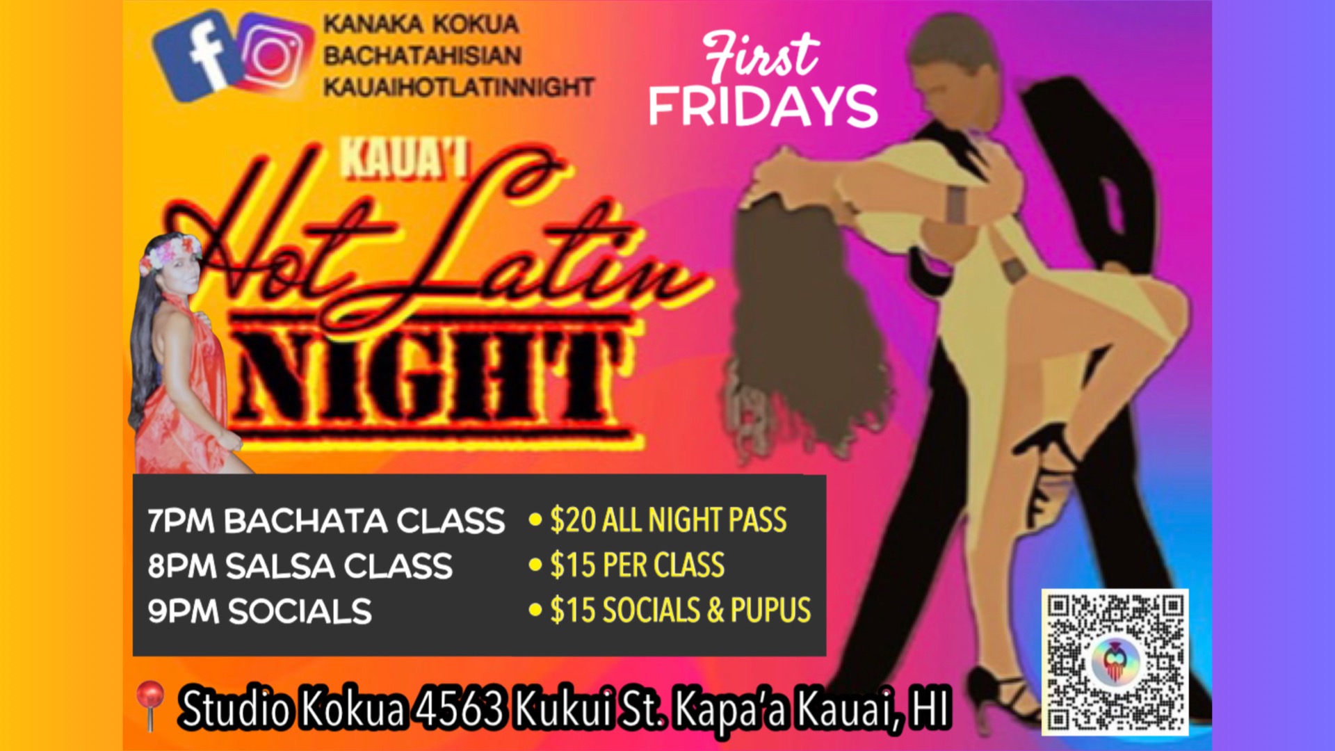 KAUA’I HOT LATIN NIGHT Dance Classes, Socials, & Pupus