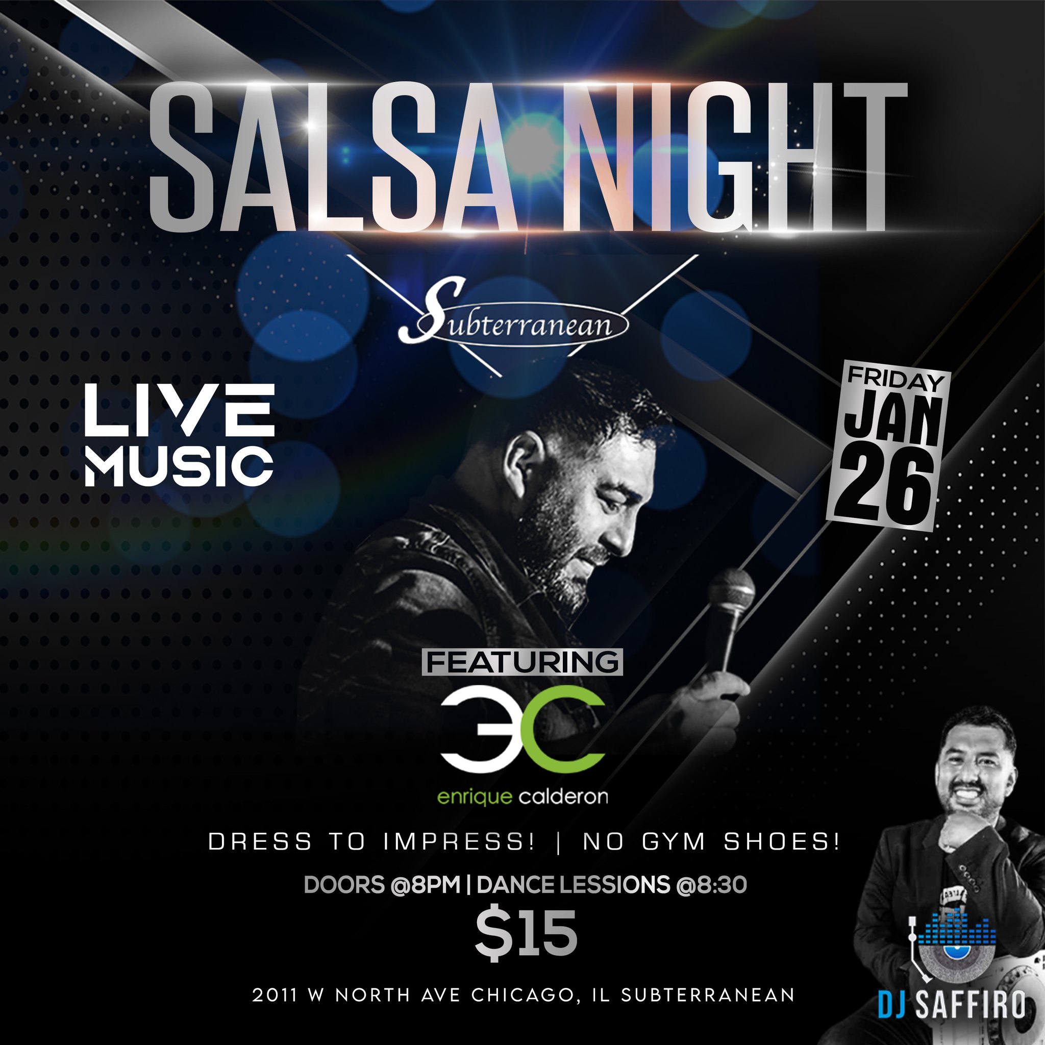 Salsa Night at Subterreanan: Enrique Calderon y su Orquesta & DJ Saffiro
